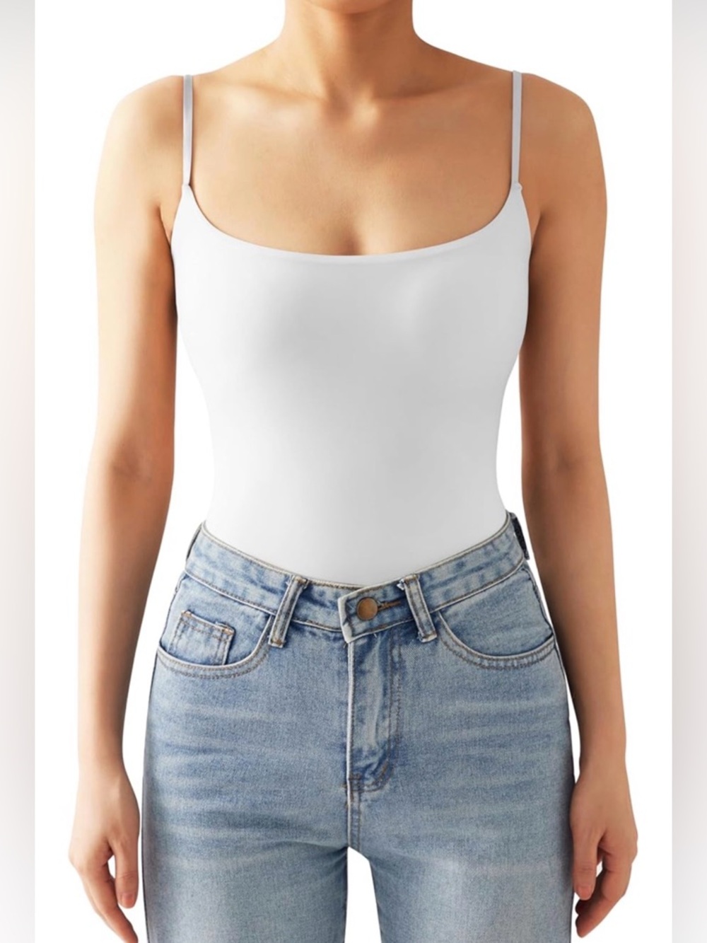 SUUKSESS Women Square Neck Backless Cami Bodysuit